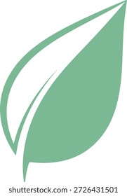 A stylized leaf icon, prominently displayed on a clean white background. The leaf is depicted with a dynamic blend of white and solid black sections, creating a modern, graphic visual. This design symbolizes nature, growth, freshness, and ecological awareness in contemporary style.