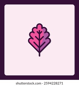 Stylized Leaf Illustration with Delicate Purple and Pink Hues and Clean Lines