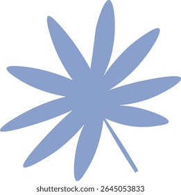 A stylized leaf with pointed edges in a flat graphic style. The leaf shape is depicted with sharp, elongated tips and a smooth outline. Cartoon vector illustration.