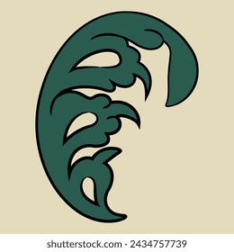 Stylized leaf. Vintage floral motif. 