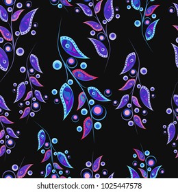 Stylized leaves, abstract seamless background