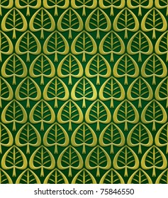 Stylized leaves geometric seamless pattern. Vector background.