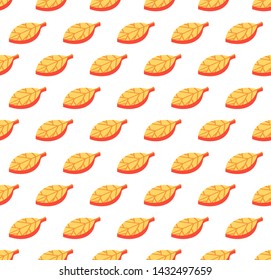 Stylized leaves seamless color vector pattern. Flat foliage with streaks background. Textile design