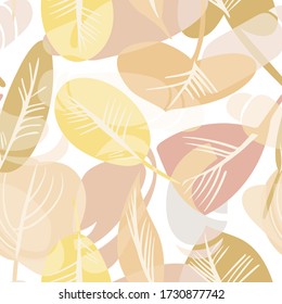 Stylized Leaves Seamless Pattern. Decorative Background.