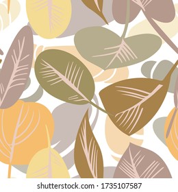 Stylized Leaves Seamless Pattern. Decorative Background.