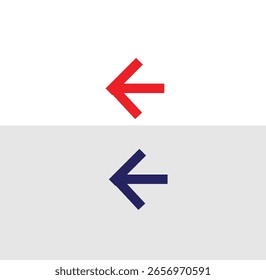 Stylized left-pointing arrow icons in red and blue. Suitable for navigation, back buttons, or directional flow diagrams.