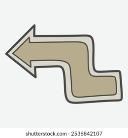 A stylized leftward arrow with a wavy design, indicating direction or movement.