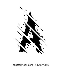 Stylized letter A. The abstract graphic element is stylized as smeared ink. You can use it as an icon, logo or design element