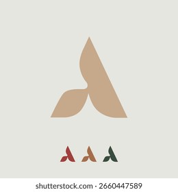 Stylized letter "A" with leaf-like terminals, blending modern form with a retro-inspired color palette. 