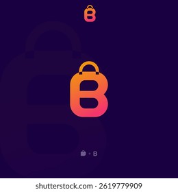 A Stylized Letter B Design Combined With A Shopping Bag Icon In Orange And Pink Gradient Hues