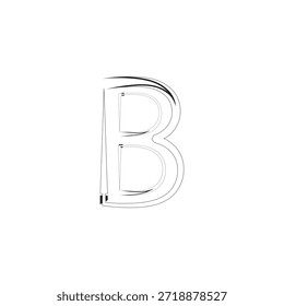 Stylized Letter B Vector Illustration with Abstract Geometric Lines and Brutalist Graphic Design Elements