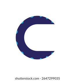 Stylized Letter C with Blue Geometric Patterns on White Background.