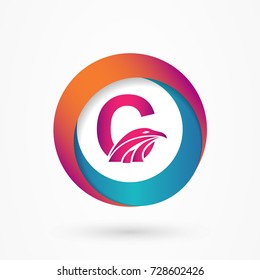 stylized letter c with circle and eagle logo  