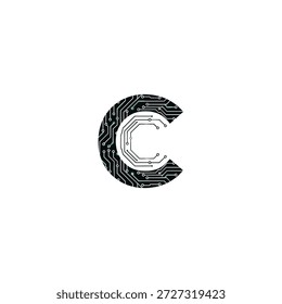 A stylized letter 'C' designed with intricate circuit board patterns, symbolizing technology and innovation.