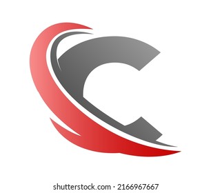 Stylized letter C for monogram, logo, sticker emblem and creative design. Flat style