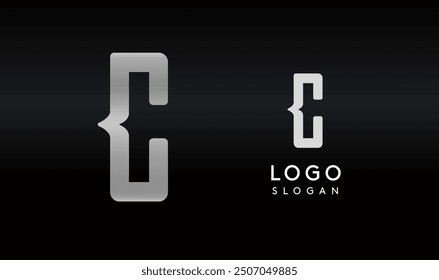 Stylized letter C with sharp, abstract cuts like bullet passing trail through letter for modern sleek logo design, creative agencies branding, tech startup, corporate identity. Vector illustration.