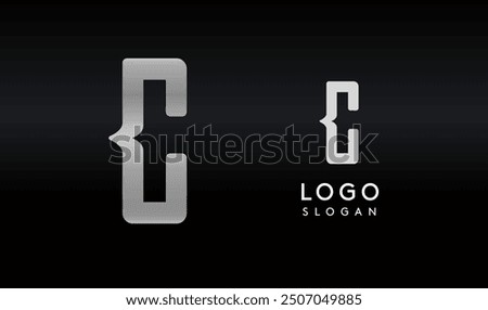 Stylized letter C with sharp, abstract cuts like bullet passing trail through letter for modern sleek logo design, creative agencies branding, tech startup, corporate identity. Vector illustration.