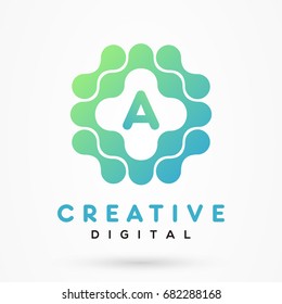 Stylized letter A Creative Digital logo design template