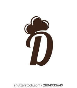 A stylized letter D with a chef hat on top, representing culinary arts and food businesses.