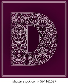  Stylized letter D.  Paper cutting, wood cutting.  