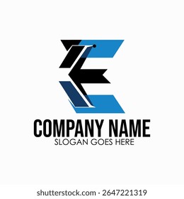 Stylized letter E logo for, modern tech company branding with geometric angular cuts