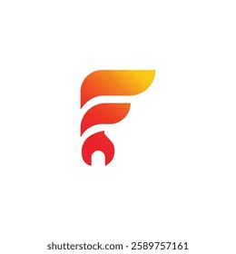 Stylized letter F in a fiery red-orange gradient, perfect for modern branding. Conveys energy, passion, and a dynamic, creative spirit.