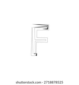 Ilustración vectorial estilizada de la letra F con líneas geométricas Abstractas y Elementos de Diseño gráfico brutalista