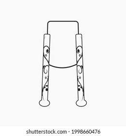 Letra estilizada A con un patrón floral. Dibujo en blanco y negro de la letra A aislado en un fondo blanco. Para tipografía, diseño gráfico, tarjetas de felicitación y negocios