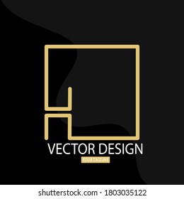 Letra estilizada H con un marco cuadrado. Plantilla vectorial para logotipo, etiqueta o etiqueta.
