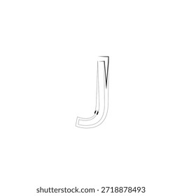 Ilustración vectorial estilizada de letra J con líneas geométricas Abstractas y Elementos de Diseño gráfico brutalista