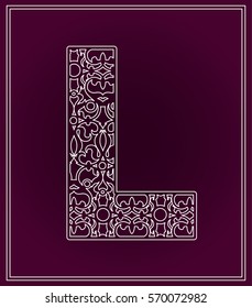 Stylized letter L. Paper cutting, wood cutting. Logo, icon, board
