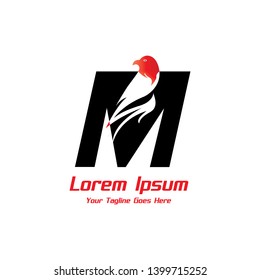 Stylized letter M with bird inside