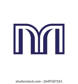 Monograma estilizado de la letra M con geométrica