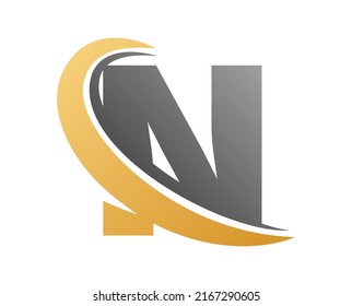 Stylized letter N for monogram, logo, sticker emblem and creative design. Flat style