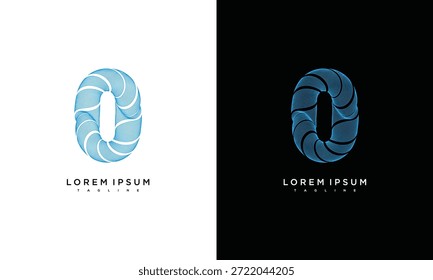 Stylized letter O logo design in contrasting backgrounds showcasing modern graphic elements