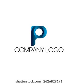 stylized letter P symbol vector logo