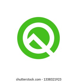 Stylized Letter Q. Android 10, Android Q Logo Vector, Letter Q In Green Color. Vector Illustration. EPS 10