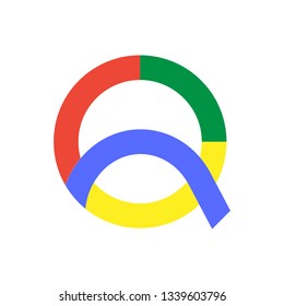 Stylized letter Q. Android 10, Android Q logo vector, letter Q in google colors. Vector Illustration. EPS 10