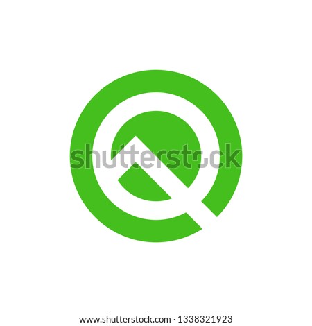 Stylized letter Q. Android 10, Android Q logo vector, letter Q in green color. Vector Illustration. EPS 10