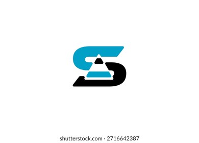 Letra estilizada S con diseño geométrico del centro del triángulo para el logotipo moderno, la marca y el concepto de arte