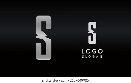 Stylized letter S with sharp, abstract cuts like bullet passing trail through letter for modern sleek logo design, creative agencies branding, tech startup, corporate identity. Vector illustration.