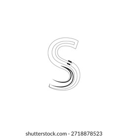 Letra estilizada S Ilustración vectorial con líneas geométricas Abstractas y Elementos de Diseño gráfico brutalista