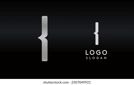 Letra estilizada I con cortes nítidos y abstractos como el paso de la bala a través de la letra para el diseño de logotipos modernos y elegantes, las agencias creativas, la marca, la empresa tecnológica, la identidad corporativa. Ilustración vectorial.