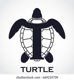 stylized letter T turtle logo