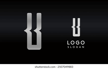Stylized letter U with sharp, abstract cuts like bullet passing trail through letter for modern sleek logo design, creative agencies branding, tech startup, corporate identity. Vector illustration.
