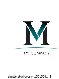 Stylized letter V and M, template for logo
