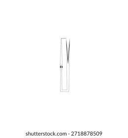 Ilustración vectorial estilizada de letra I con líneas geométricas Abstractas y Elementos de Diseño gráfico brutalista