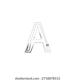 Stylized Letter A Vector Illustration with Abstract Geometric Lines and Brutalist Graphic Design Elements