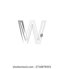 Letra estilizada W Ilustración vectorial con líneas geométricas Abstractas y Elementos de Diseño gráfico brutalista