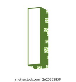 A stylized letter I with a white center and olive green accents. Diagonal stripes decorate the green sections.
